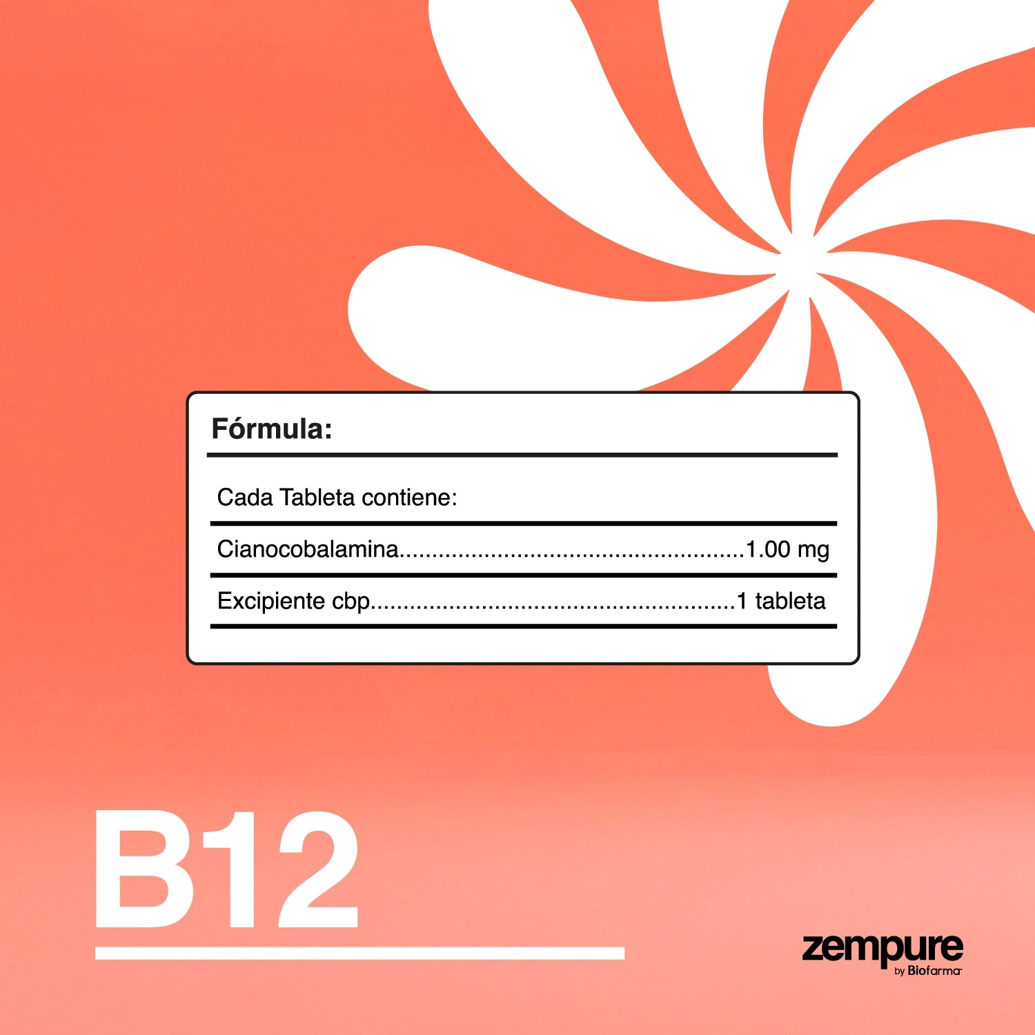 Vitamina B12 - Tabletas masticables 1000mcg - Zempure