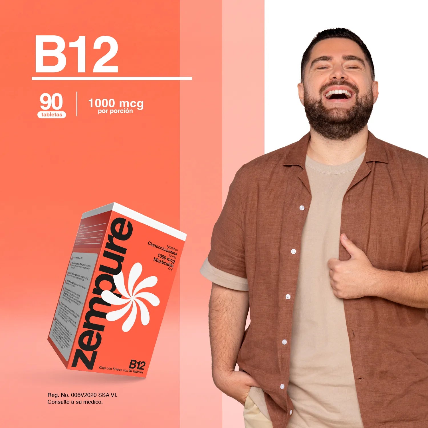 Vitamina B12 - Tabletas masticables 1000mcg - Zempure