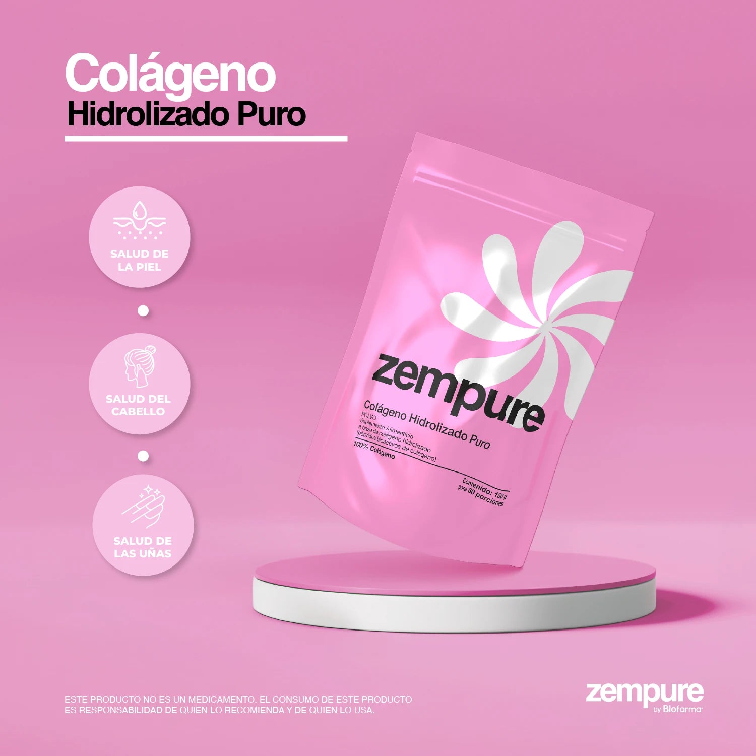 Colageno Hidrolizado - 150 gr de Péptidos Bioactivos - Zempure