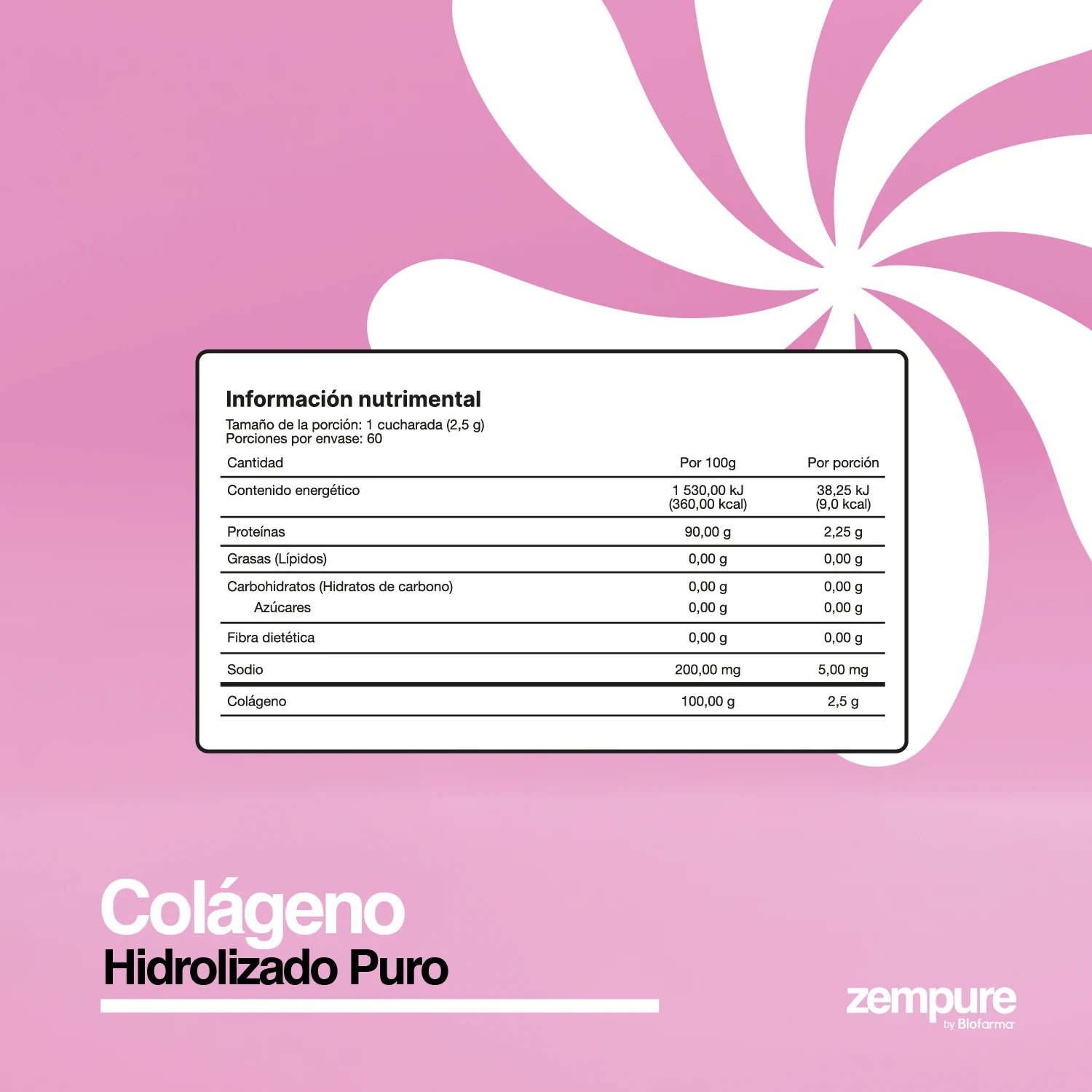 Colageno Hidrolizado - 150 gr de Péptidos Bioactivos - Zempure