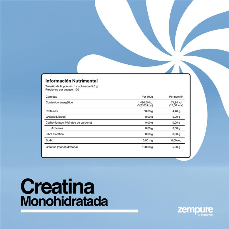Creatina Monohidratada - Bolsa de 500 gr - Zempure