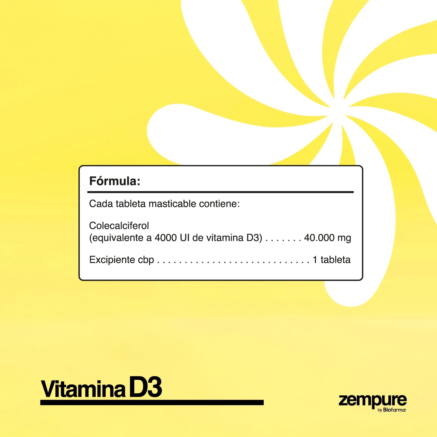 Vitamina D3 - Comprimido Masticable de 4000 UI - Zempure