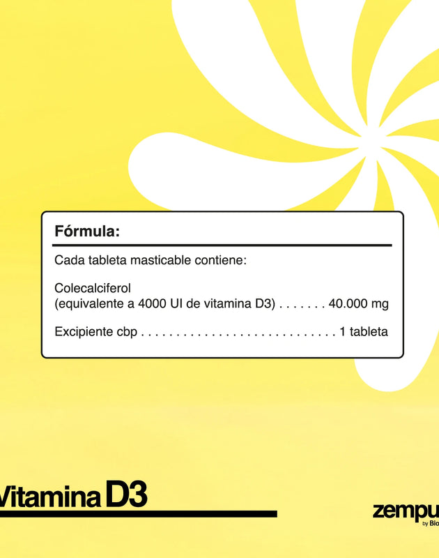 Vitamina D3 - Comprimido Masticable de 4000 UI - Zempure