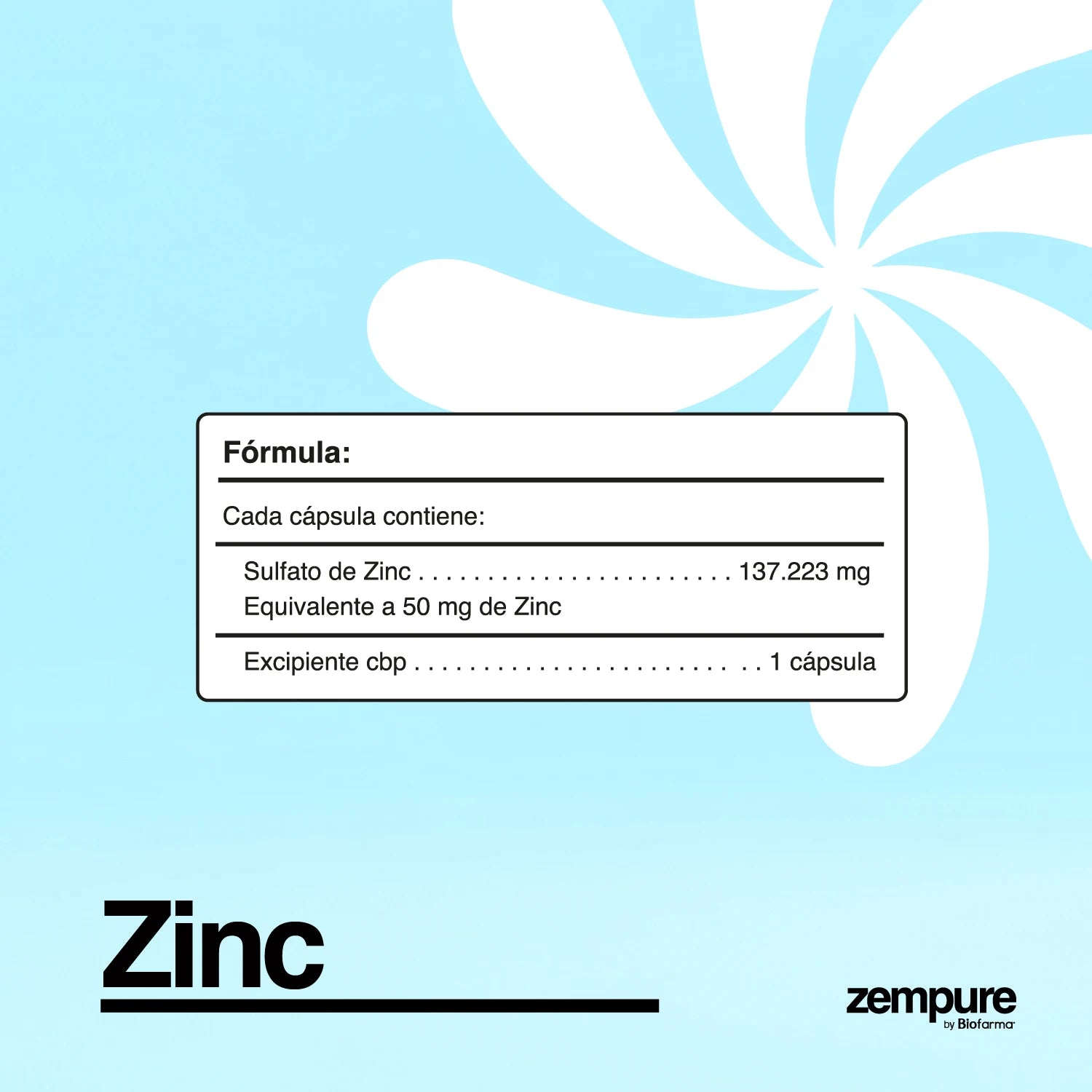 ⁠Zinc - Cápsulas de 50 mg - Zempure
